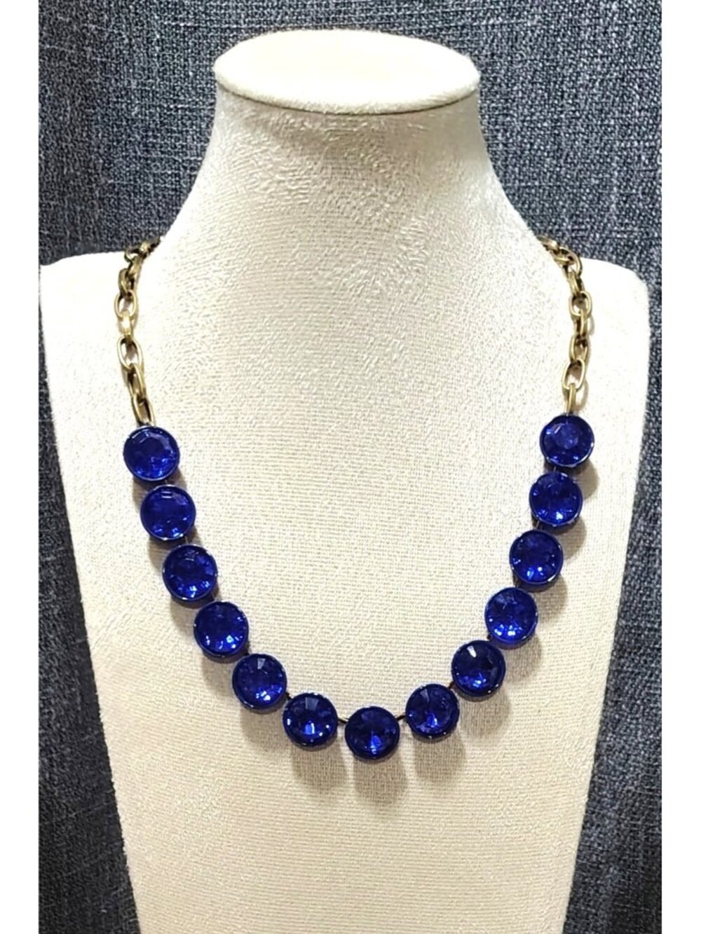 J.Crew Sparkling Brilliance Royal Blue Brulee Faceted Crystal Necklace Statement
